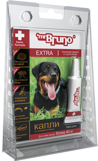 Капли для собак Mr.Bruno Extra от паразитов свыше 40 кг.