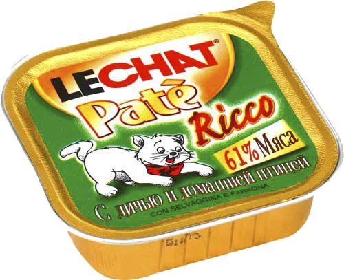 Консервы для кошек Lechat с дичью и домашней птицей 0,1 кг.