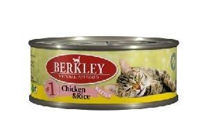 Консервы для кошек Berkley №1: цыпленок с рисом 0,1 кг.