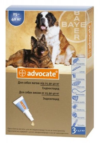 Капли для собак Bayer Advocate 400 от 25 до 40 кг.