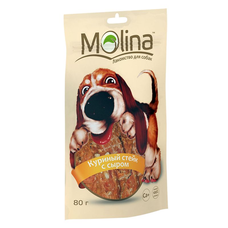 Лакомство для собак Molina куриный стейк с сыром 0,08 кг.