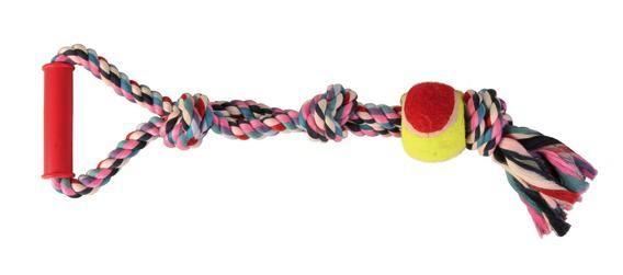 Игрушка для собак Trixie DENTAfun веревка с ручкой и мячом