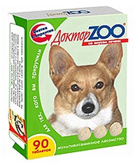 Витаминное лакомство для собак Доктор Zoo со вкусом печени 90 таб.