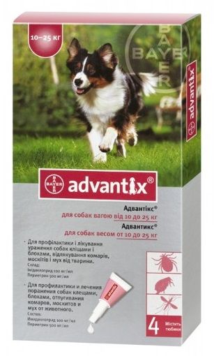 Капли для собак Bayer Advantix 250 от 10 до 25 кг.