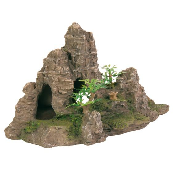 Грот для рыбок Trixie - Скалы с пещерой с растениями 220 мм.