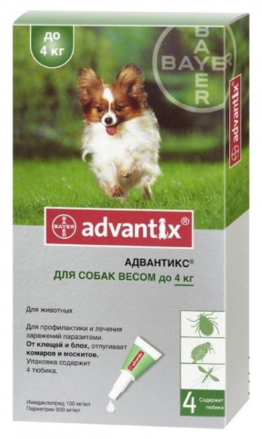 Капли для собак Bayer Advantix 40 до 4 кг.
