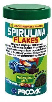 Корм для донных рыб-вегетарианцев Prodac Spirulina Flakes 50 г. 