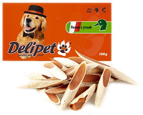 Лакомство для собак DeliPet пенне с уткой 0,05 кг.