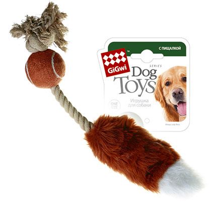 Игрушка для собак GiGwi мяч и лисий хвост