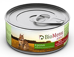 Консервы для кошек BioMenu Adult паштет с кроликом 0,1 кг.