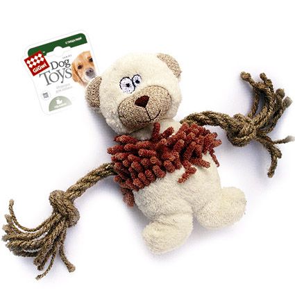 Игрушка для собак GiGwi медведь с пищалкой и канатами
