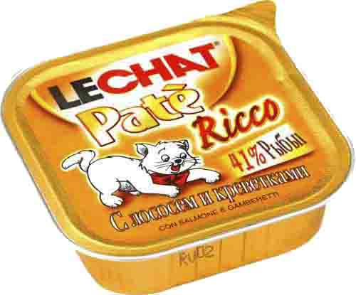 Консервы для кошек Lechat с лососем и креветками 0,1 кг.