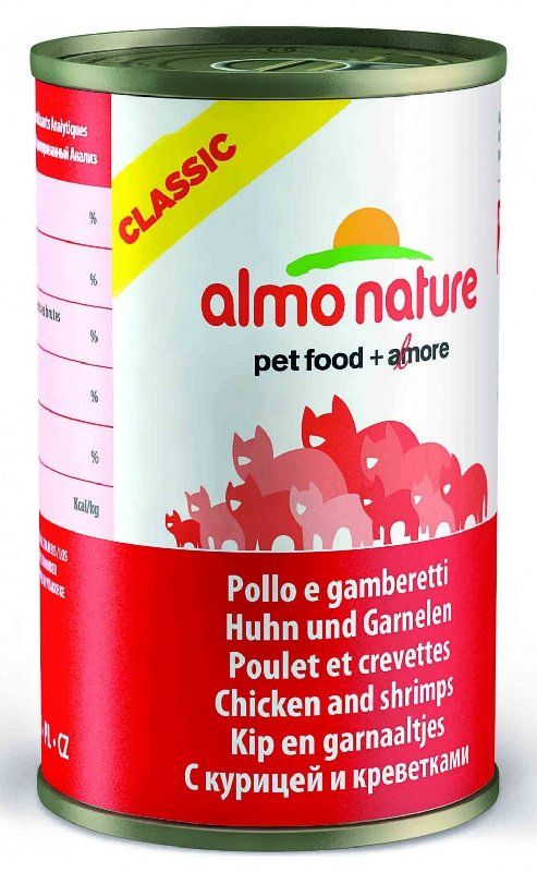 Консервы для кошек Almo Nature Classic Adult Cat Chicken&Shrimps 0,14 кг.