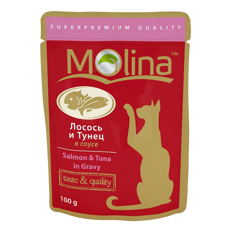 Паучи для кошек Molina лосось и тунец 0,1 кг.