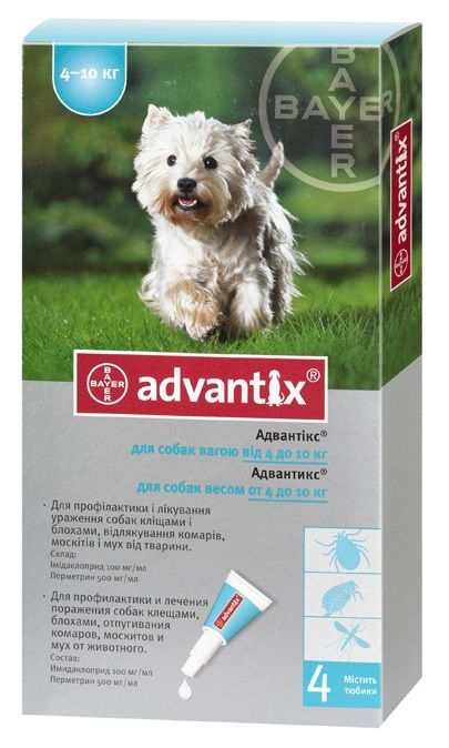 Капли для собак Bayer Advantix 100 от 4 до 10 кг.