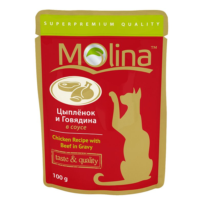 Паучи для кошек Molina цыпленок и говядина 0,1 кг.
