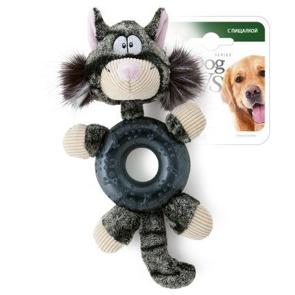Игрушка для собак GiGwi кот с кругом и пищалкой