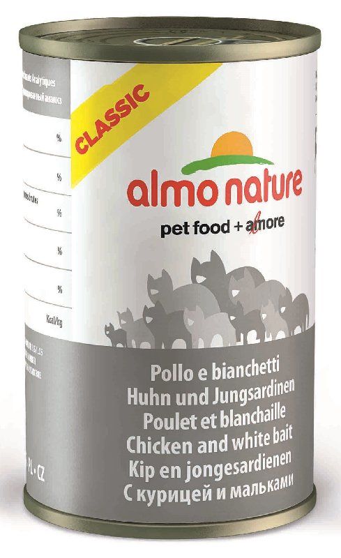 Консервы для кошек Almo Nature Classic Adult Cat Chicken&White Bait 0,14 кг.