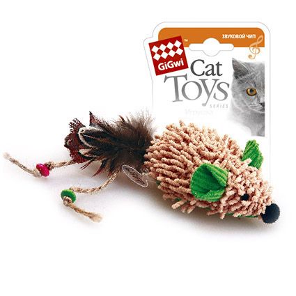 Игрушка для кошек GiGwi мышь с пером и звуковым чипом