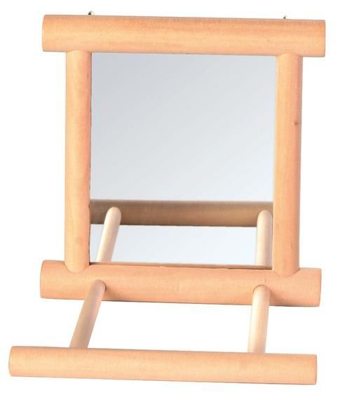 Игрушка для птиц Trixie зеркало квадратное с жердочкой дерево