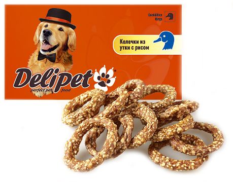 Лакомство для собак DeliPet колечки из утки и риса 0,05 кг.
