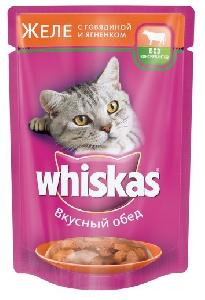 Паучи для кошек Whiskas желе говядина/ягненок