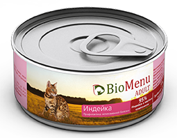 Консервы для кошек BioMenu Adult паштет с индейкой 0,1 кг.