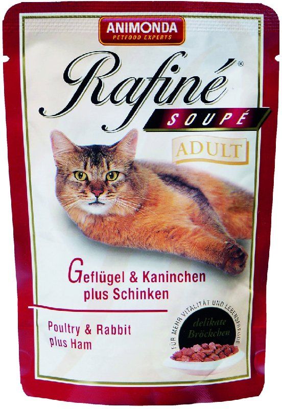 Паучи для кошек Animonda RAFINE SOUPE ADULT коктейль из мяса птицы, кролика и ветчины 0,1 кг.