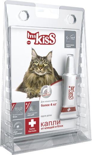 Капли для кошек Ms.Kiss от паразитов более 4 кг.